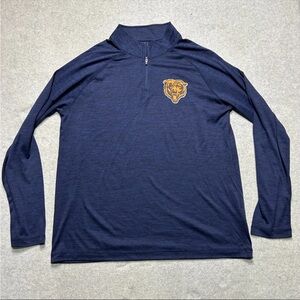 Majestic Chicago Bears 1/4 Zip Pullover Men Large Navy Blue Performance Stretch